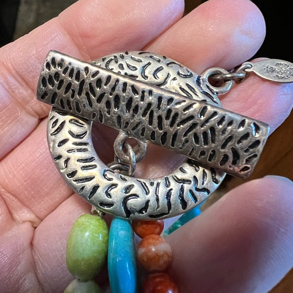 Premier Design Citrus beaded necklace with silver toggle closure. 3 strands - Picture 5 of 6